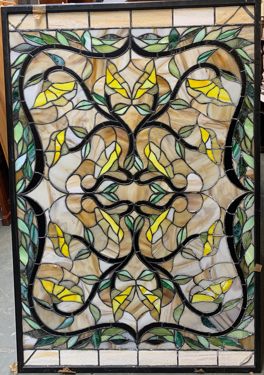 Four stained glass panels with floral design, all af, 91x139cm - Bild 3 aus 4