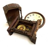 A lot comprising 2 clock cases, large wall clock dial and case and various clockwork parts
