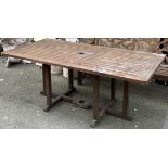 A slatted teak garden table, 180x90x70