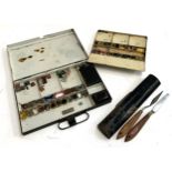 Two Winsor & Newton watercolour sets, brush tin, two palette knives