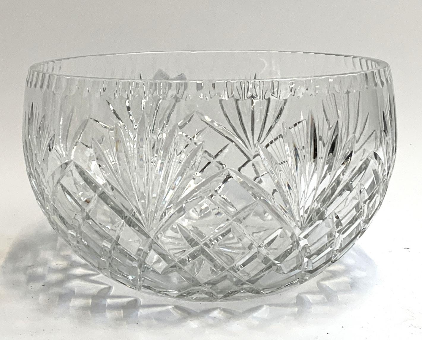 A heavy cut glass punch bowl, 29cmD