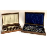 A Mappin & Webb canteen of plated fish knives and forks for 6 place settings, together with a
