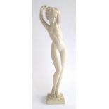 A Hutschenreuther bisque porcelain figure of a nude woman incised to base C Werner, 26.5cmH