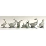 A collection of 6 Nao by Lladro geese figurines