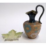 A Doulton Slaters stoneware jug, impressed lace decoration, stamped to base, 17cmH; together with