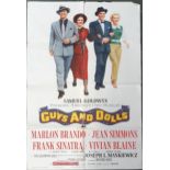 A Guys and Dolls 1955 US One Sheet film poster, starring Marlon Brando, Jean Simmons & Frank