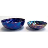 A Carlton ware blue lustre bowl, 22.5cmD, together with a Regal ware 'Pescadina' lustre bowl, 18.