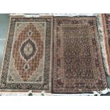 Two small silk rugs, each 155x93cm