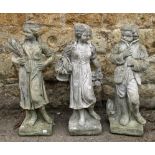 Three composite stone garden figures, each approx. 75cmH