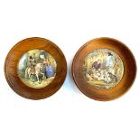 Two prattware pot lids 'The Cavalier' and 'The Game Bag'