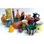 A mixed lot of ceramics to include cylindrical vase by Richard Wilson chapel yard pottery, turned