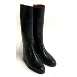 A pair of childs/apprentice piece black leather hunting boots, in the style of Maxwell of London,