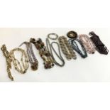 A quantity of costume necklaces, some with Langer 925 silver magnetic clasps