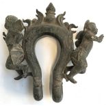 A heavy cast bronze handle, 25cmH