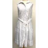 A Ralph Lauren petite white cotton sleeveless dress, lightly embroidered, size 8p