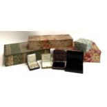 Three fabric covered boxes, together with a quantity of jewellery boxes to include Gucci, Danton &