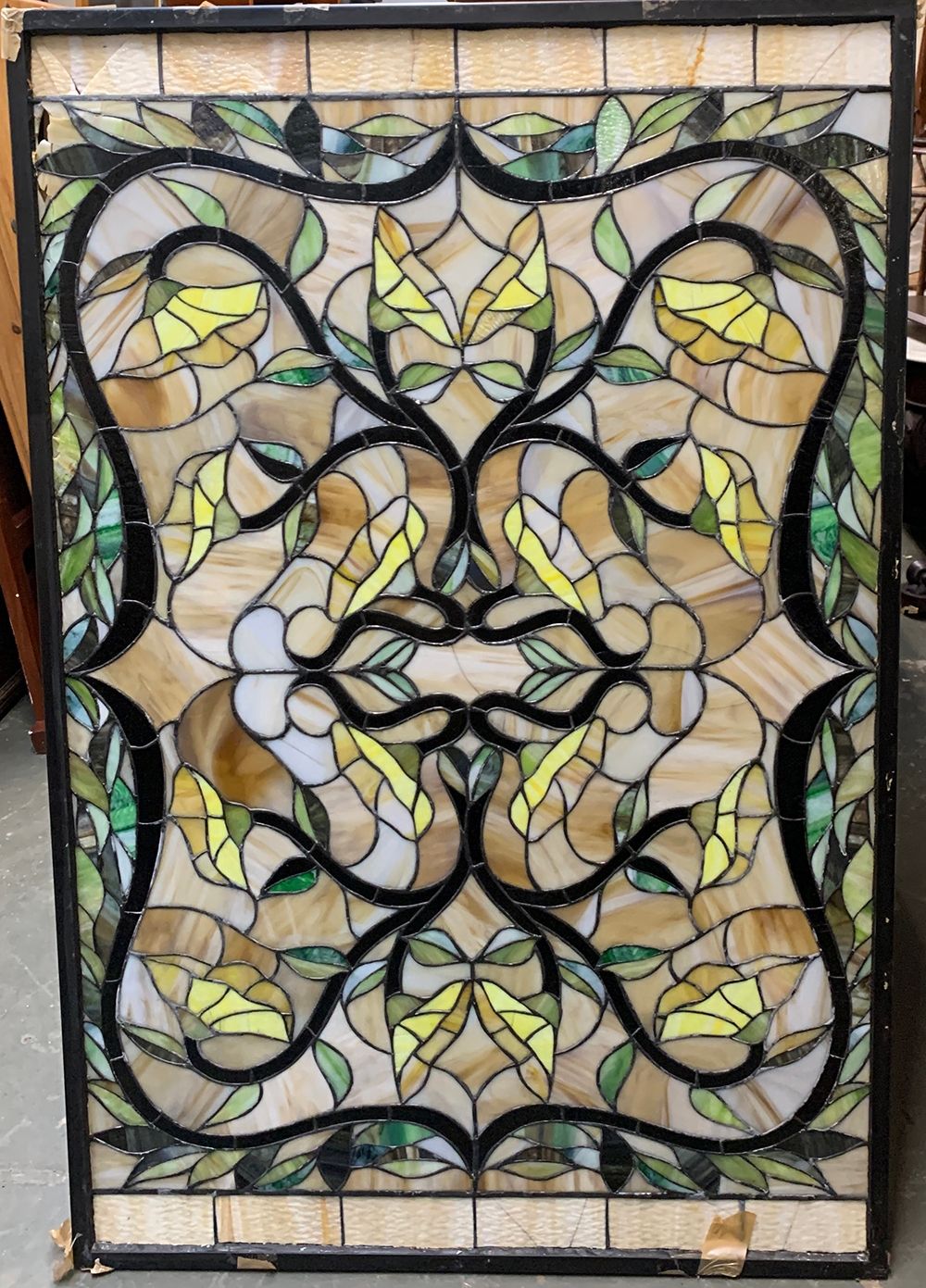 Four stained glass panels with floral design, all af, 91x139cm - Bild 4 aus 4