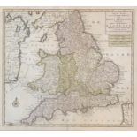 Isaak Tirion, 'Nieuwe Kaart van Groot Britannie... Engeland', hand coloured engraved map circa 1740,