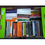 A mixed box of mainly Penguin paperback books to include Tolstoy, James Joyce, Thomas Mann, George