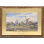 JJ Trego (19th century), Windmill, watercolour, signed and dated 1890 lower left, 29x49cm