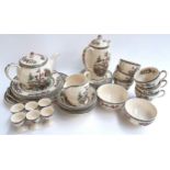 A Johnson Bros 'Indian Tree' part tea and breakfast service to include teapot, cups, egg cups,