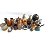A mixed lot of ceramics, mainly studio pottery, to include stoneware bottles, jugs, vases etc