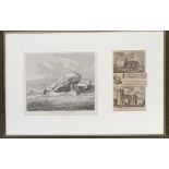 19th century engraving, Cromlech in the parish of Portesham, 18x22cm, framed with an early 19th