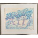 'Five Trees', artist's proof, signed Gilbert, 32x42cm