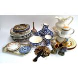 A mixed lot of ceramics to include a Coalport blue and white floral pattern part tea service, a