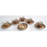 Five Royal Crown derby coffee cans 'Imari' pattern 2451, together with 7 matching saucers