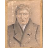 19th century chalk and charcoal portrait of a gentleman, 50x35.5cm