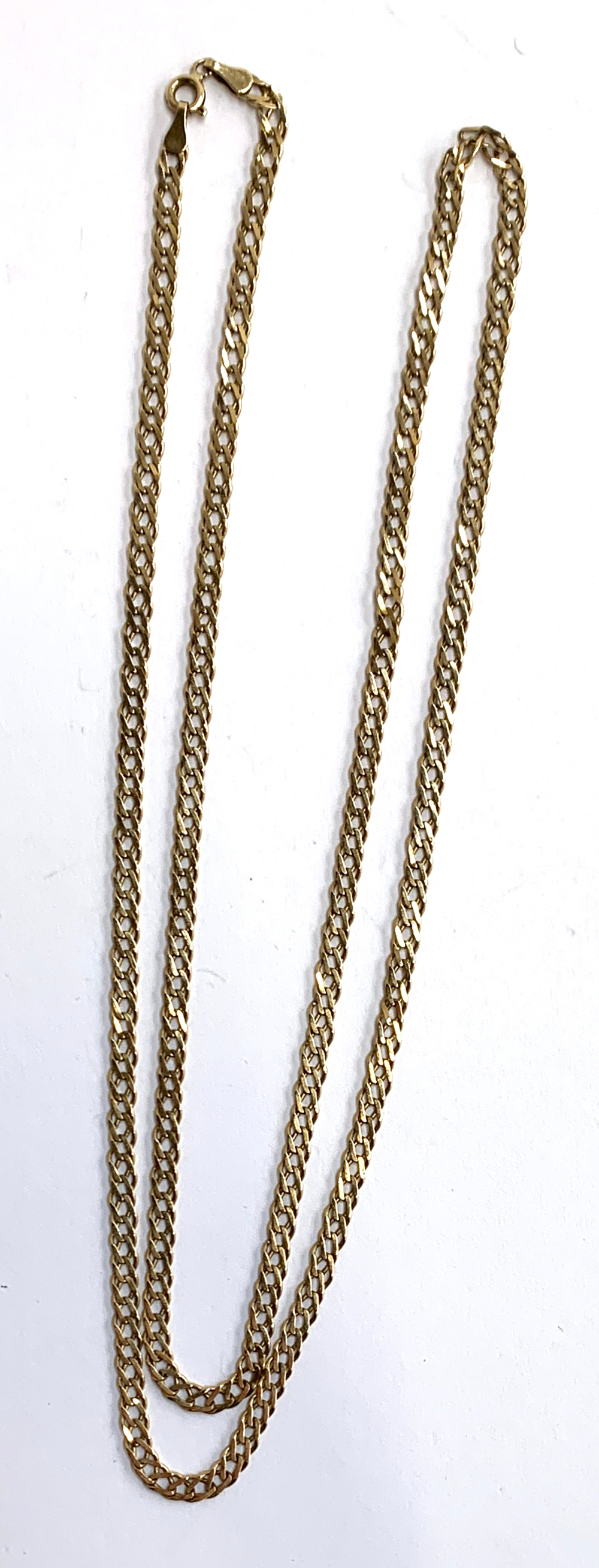 A 9ct golf flat link chain, 78cmL, approx. 11.5g