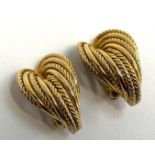 A pair of vintage Celine clip on earrings, ropetwist design, stamped and monogrammed, each 3cmL