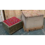 A scratch built grospoint footstool; together with one other