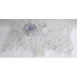 A large collection of cut glass and crystal to include a set of 6 glasses with engraved floral