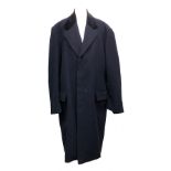 A Thresher & Glenny gent's tailored navy overcoat, c.1978, size 42L
