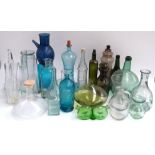 A mixed lot of glass to include a T H Hawkes and Co mineral water siphon bottle etc