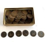 A quantity of one penny and half penny coins to include 1806, 1898, 1899, 1900 etc