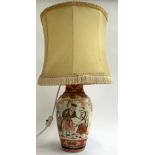 A Japanese satsuma vase converted for use as a table lamp (af), height to top of vase 33cmH