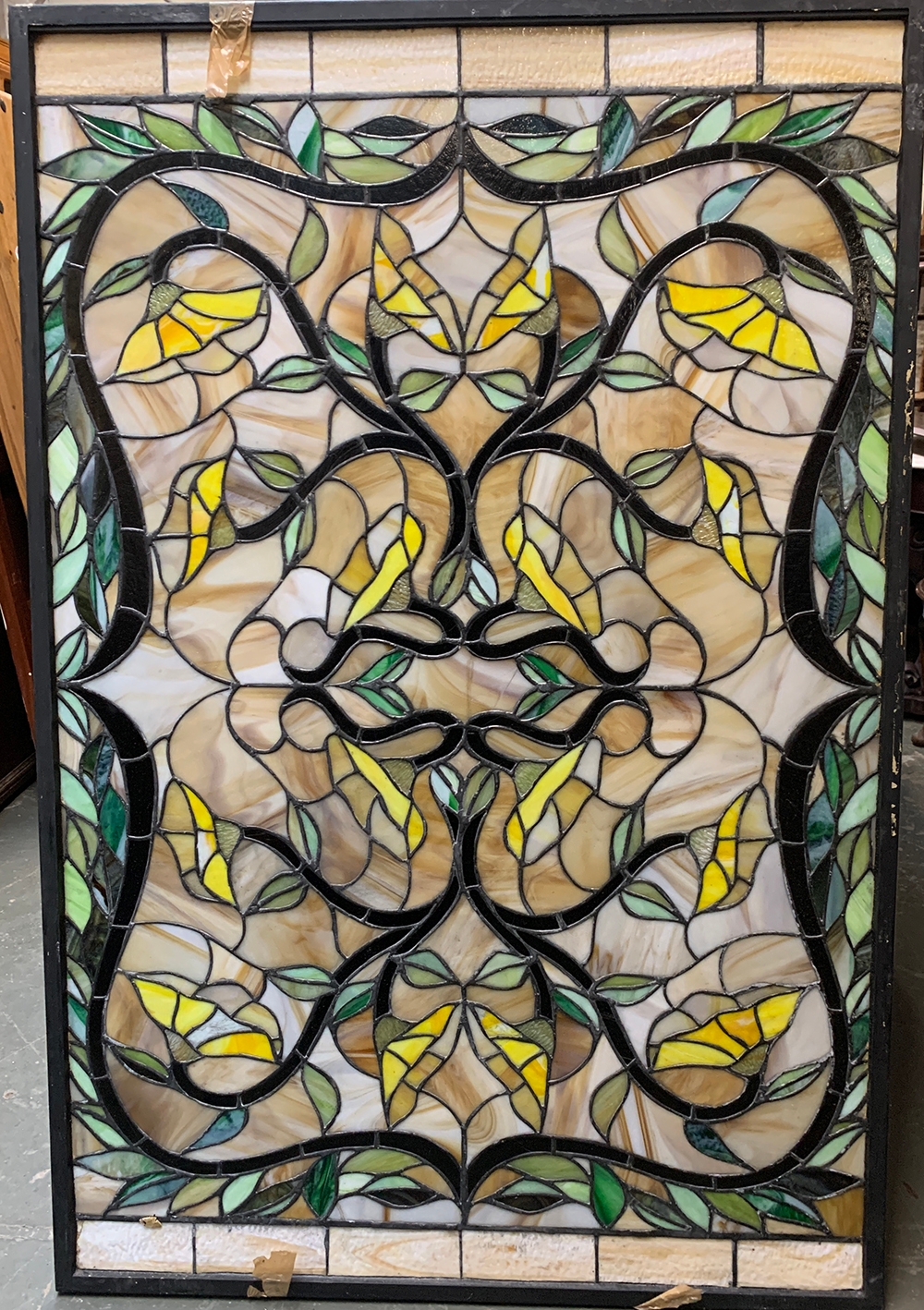 Four stained glass panels with floral design, all af, 91x139cm - Bild 2 aus 4