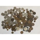 A collection of British and foreign coins to include Bank of Upper Canada penny 1850, George III