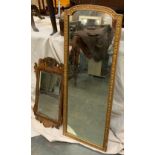 A Ho-Ho mirror with bevelled plate (af); together with a gilt framed long mirror, 111cmH