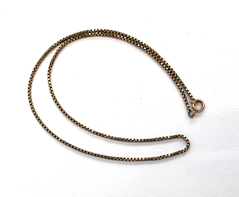 A 9ct gold box link necklace, 47cmL, approx. 7.7g