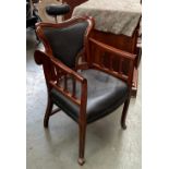 An open armchair, the back with adjustable head rest and rake, 60cmW