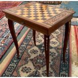 A small inlaid chess table with pieces, 45x34x50cmH