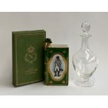 A Limoges Cognac Camus ceramic brandy bottle in the form of a book; together with a decanter