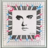 A framed Elvis Presley scarf, 54cm square