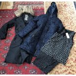 Mixed lot of clothing to include Joe Browns quilted overcoat, size 14; Prada black parker; Ralph