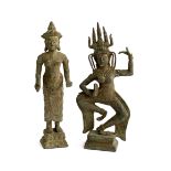 Two cast metal figures of Thai deities, each 25cmH
