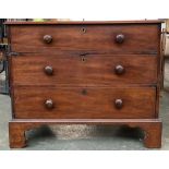 A Regency mahogany chest of three cockbeaded drawers, 110x55x91cmH